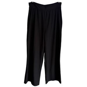 SPANX Wide Leg Black Pants Large High Rise Stretch Ankle Length Dress Trouser